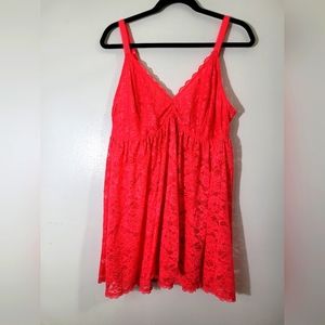 Torrid Curve size 2 18/20 Coral / Orangey Pink Lace Babydoll Style Lingerie